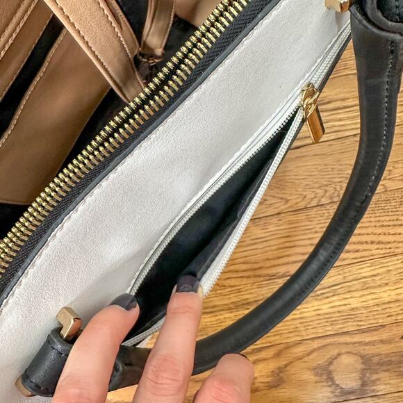 Melie Bianco White Tan & Black Vegan Leather Crossbody Bag - Picture 5 of 6